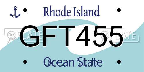 GFT455 Rhode Island License Plate