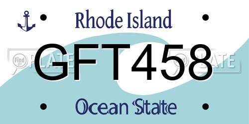 GFT458 Rhode Island License Plate