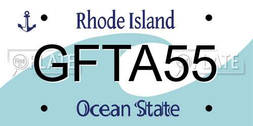 GFTA55 Rhode Island License Plate