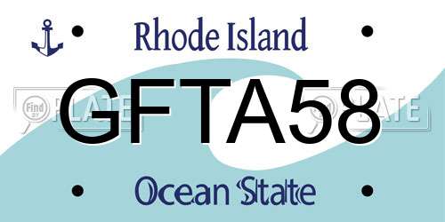 GFTA58 Rhode Island License Plate