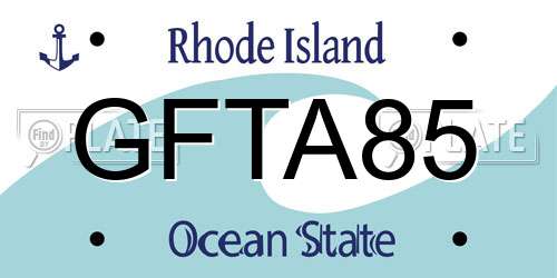 GFTA85 Rhode Island License Plate