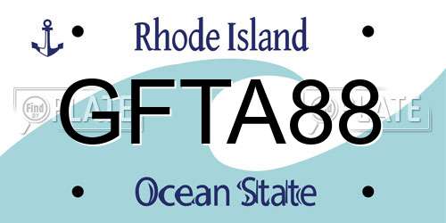 GFTA88 Rhode Island License Plate