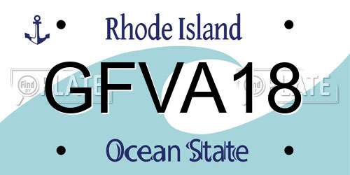 GFVA18 Rhode Island License Plate