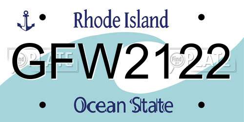 GFW2122 Rhode Island License Plate