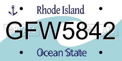 GFW5842 Rhode Island License Plate
