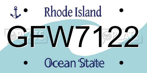 GFW7122 Rhode Island License Plate
