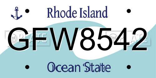 GFW8542 Rhode Island License Plate