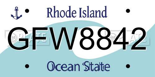 GFW8842 Rhode Island License Plate