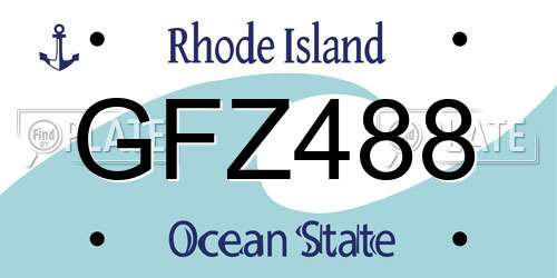 GFZ488 Rhode Island License Plate