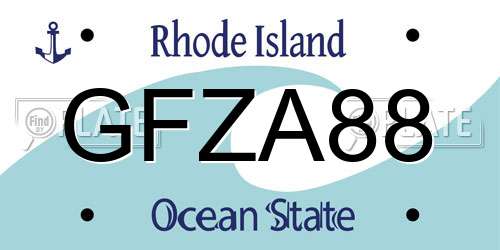 GFZA88 Rhode Island License Plate