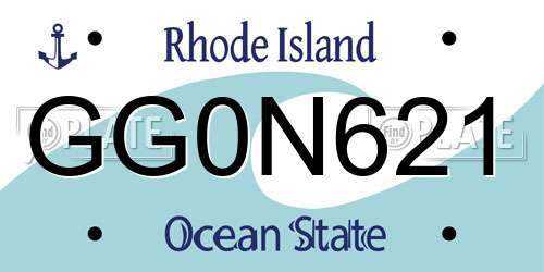 GG0N621 Rhode Island License Plate