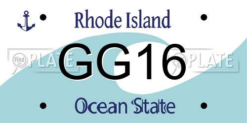 GG16 Rhode Island License Plate