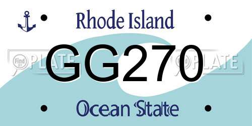 GG270 Rhode Island License Plate