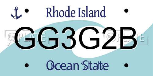 GG3G2B Rhode Island License Plate