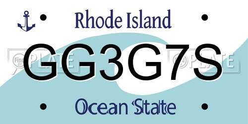 GG3G7S Rhode Island License Plate
