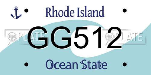 GG512 Rhode Island License Plate