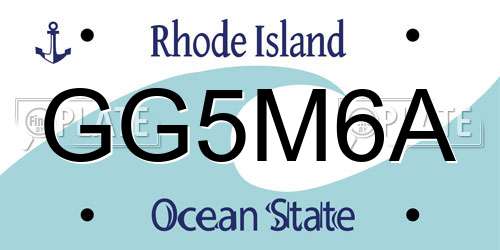 GG5M6A Rhode Island License Plate