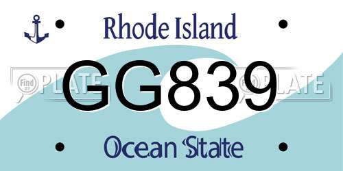 GG839 Rhode Island License Plate