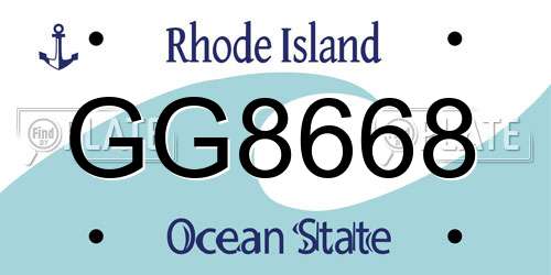 GG8668 Rhode Island License Plate