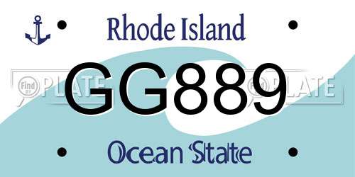 GG889 Rhode Island License Plate