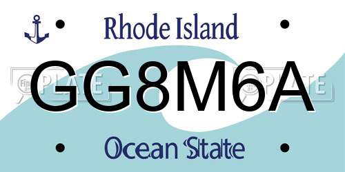 GG8M6A Rhode Island License Plate