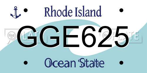 GGE625 Rhode Island License Plate