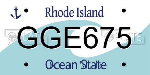 GGE675 Rhode Island License Plate