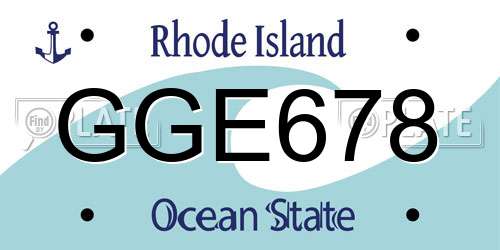 GGE678 Rhode Island License Plate