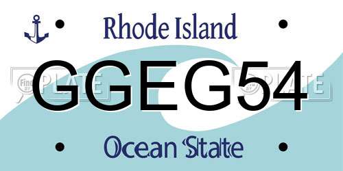 GGEG54 Rhode Island License Plate