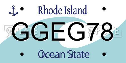 GGEG78 Rhode Island License Plate