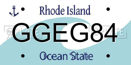GGEG84 Rhode Island License Plate