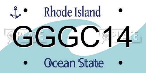 GGGC14 Rhode Island License Plate