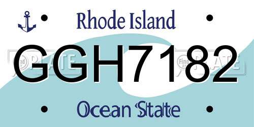 GGH7182 Rhode Island License Plate