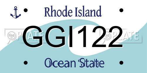 GGI122 Rhode Island License Plate