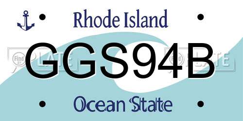 GGS94B Rhode Island License Plate