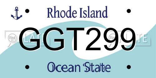 GGT299 Rhode Island License Plate