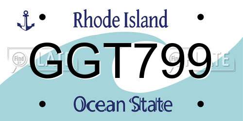 GGT799 Rhode Island License Plate