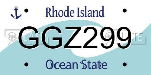 GGZ299 Rhode Island License Plate