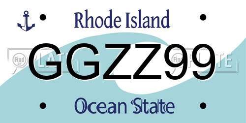 GGZZ99 Rhode Island License Plate