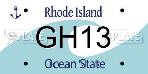 GH13 Rhode Island License Plate