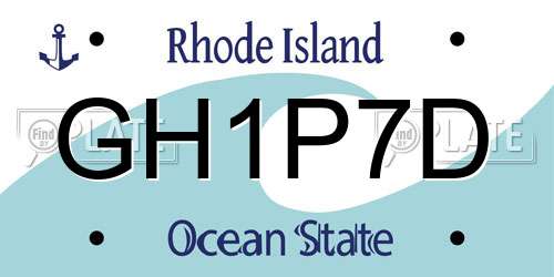 GH1P7D Rhode Island License Plate