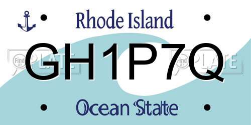 GH1P7Q Rhode Island License Plate