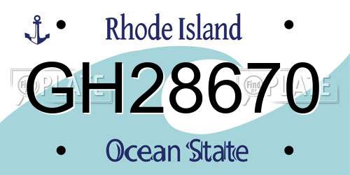 GH28670 Rhode Island License Plate