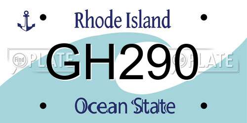GH290 Rhode Island License Plate