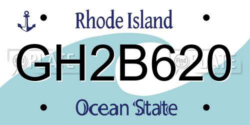 GH2B620 Rhode Island License Plate