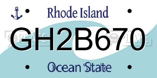 GH2B670 Rhode Island License Plate