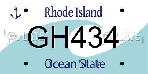 GH434 Rhode Island License Plate