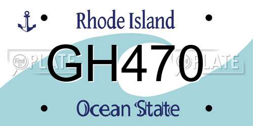 GH470 Rhode Island License Plate