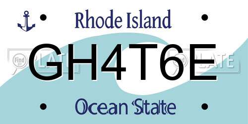 GH4T6E Rhode Island License Plate