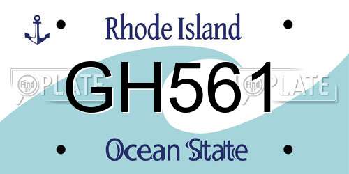 GH561 Rhode Island License Plate